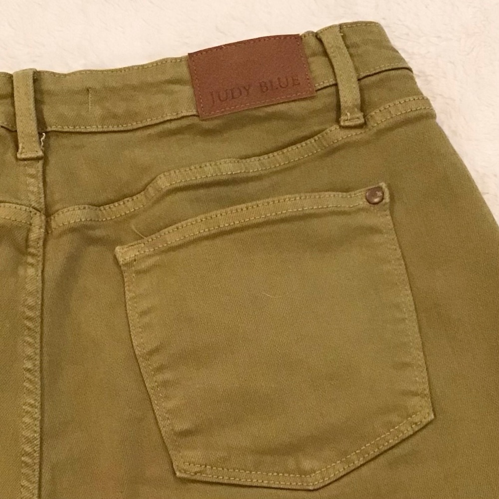 Judy Blue 2XL Green Denim Women’s Shorts JB150287 Stretchy Cutoffs - Picture 6 of 10